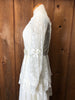 1970s Tiered Lace Wedding Dress w/Train Veil    w28 bust36