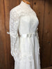 1970s Tiered Lace Wedding Dress w/Train Veil    w28 bust36