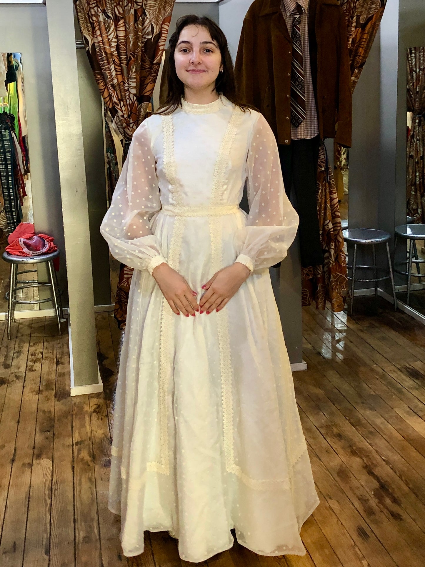 60s Nadine Polka Dot Wedding Dress       w28