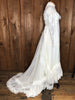 70s Lace Wedding Dress  w/Train & Hat    w26