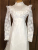70s Lace Wedding Dress  w/Train & Hat    w26