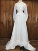 70s Lace Wedding Dress  w/Train & Hat    w26