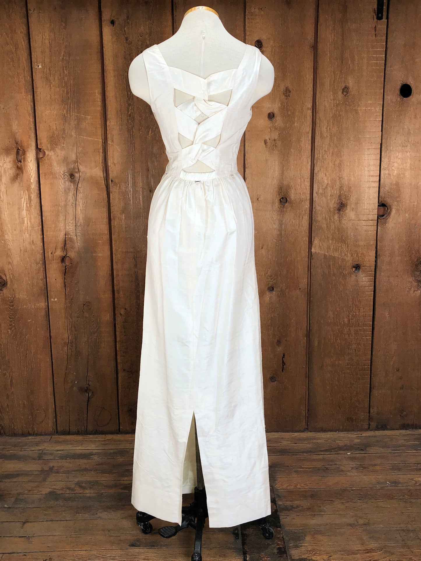 90s Handmade Ivory Silk 2-In-1 Bridal Gown   w26