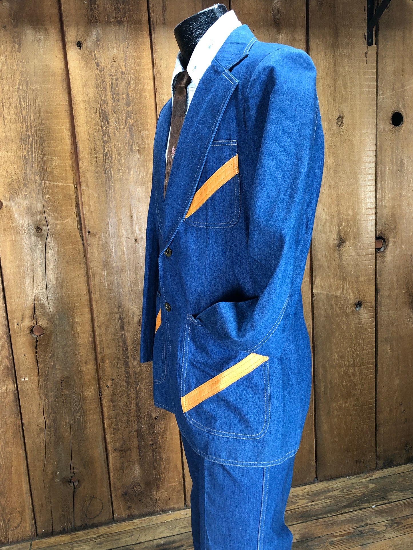 70s Jeans Joint Denim/Leather Suit    W32