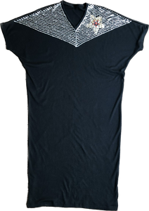 80s Black Sequined Sac Dress      M/L