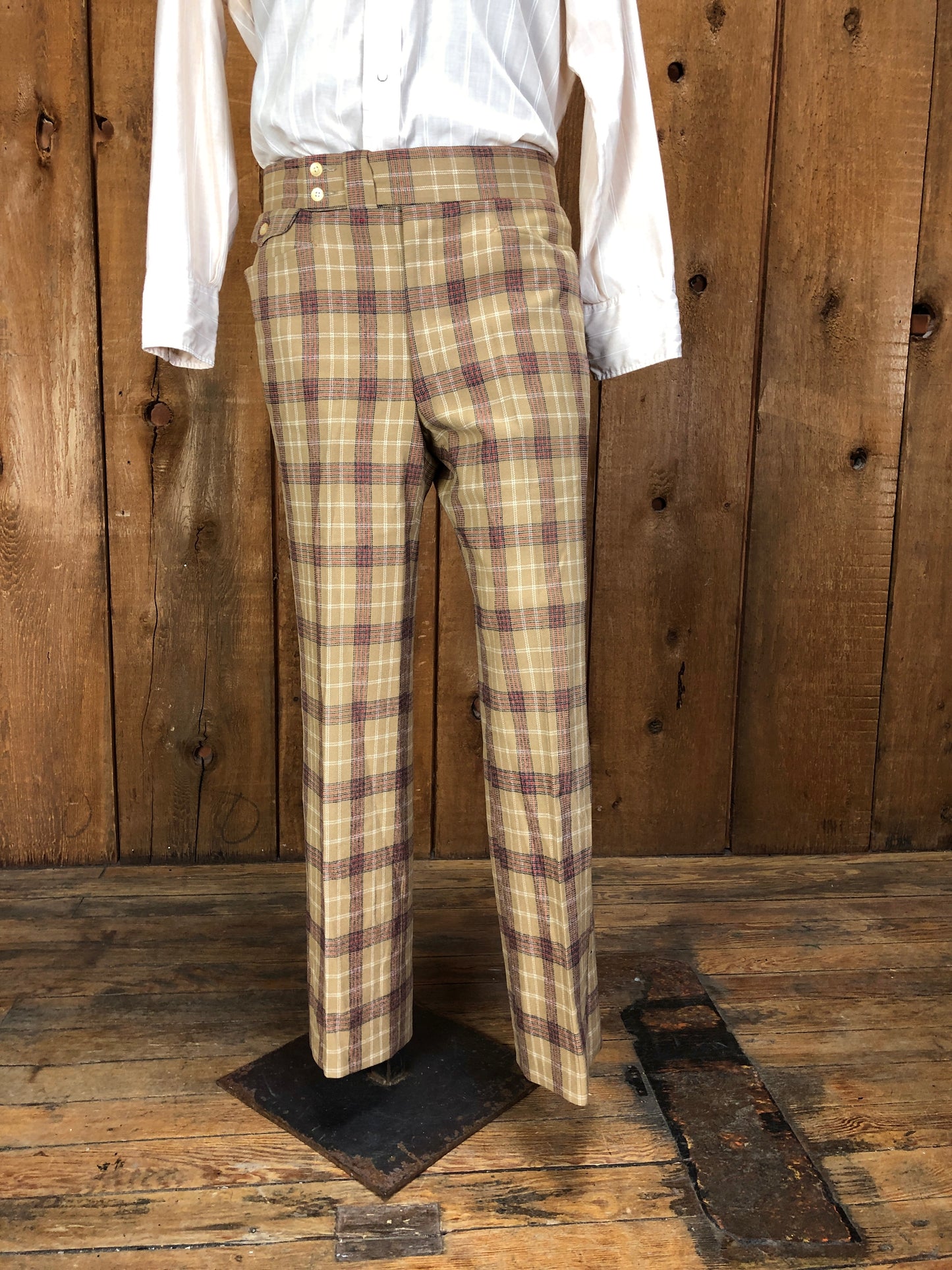 70s Jules De Bergerac Plaid 3pc Suit       35x31