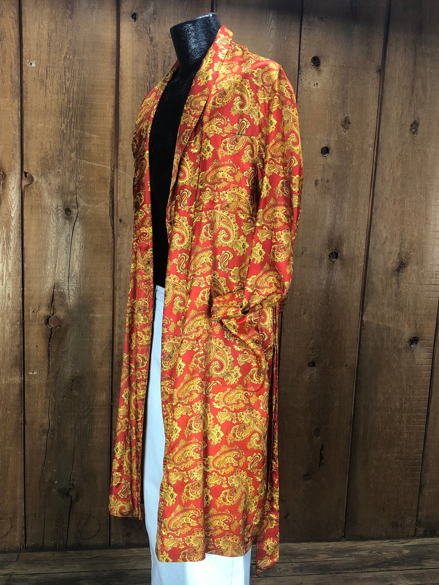 50s State O Maine Orange Satin Robe       M