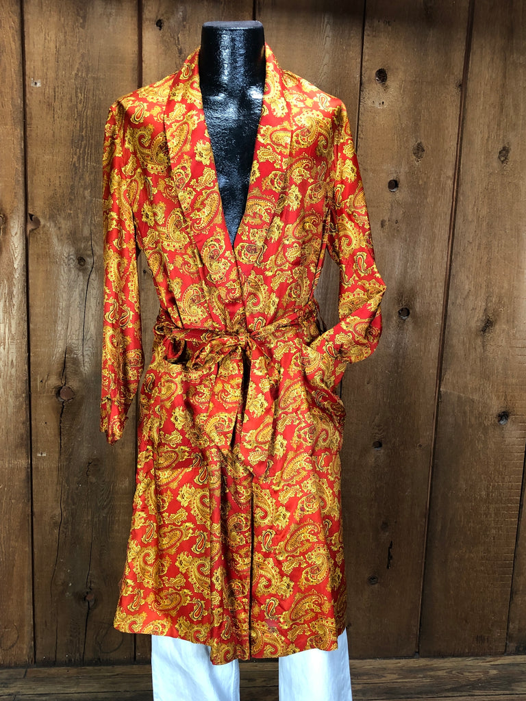 50s State O Maine Orange Satin Robe       M