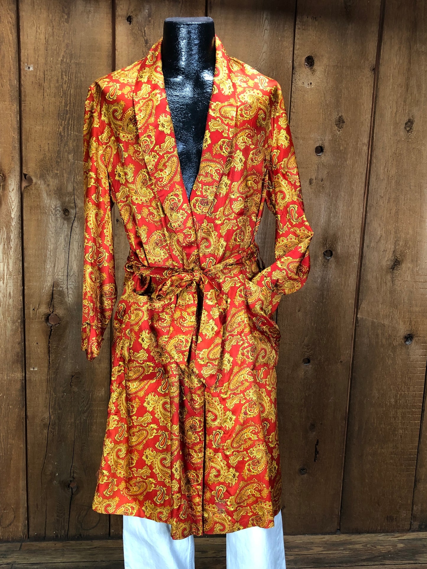 50s State O Maine Orange Satin Robe       M