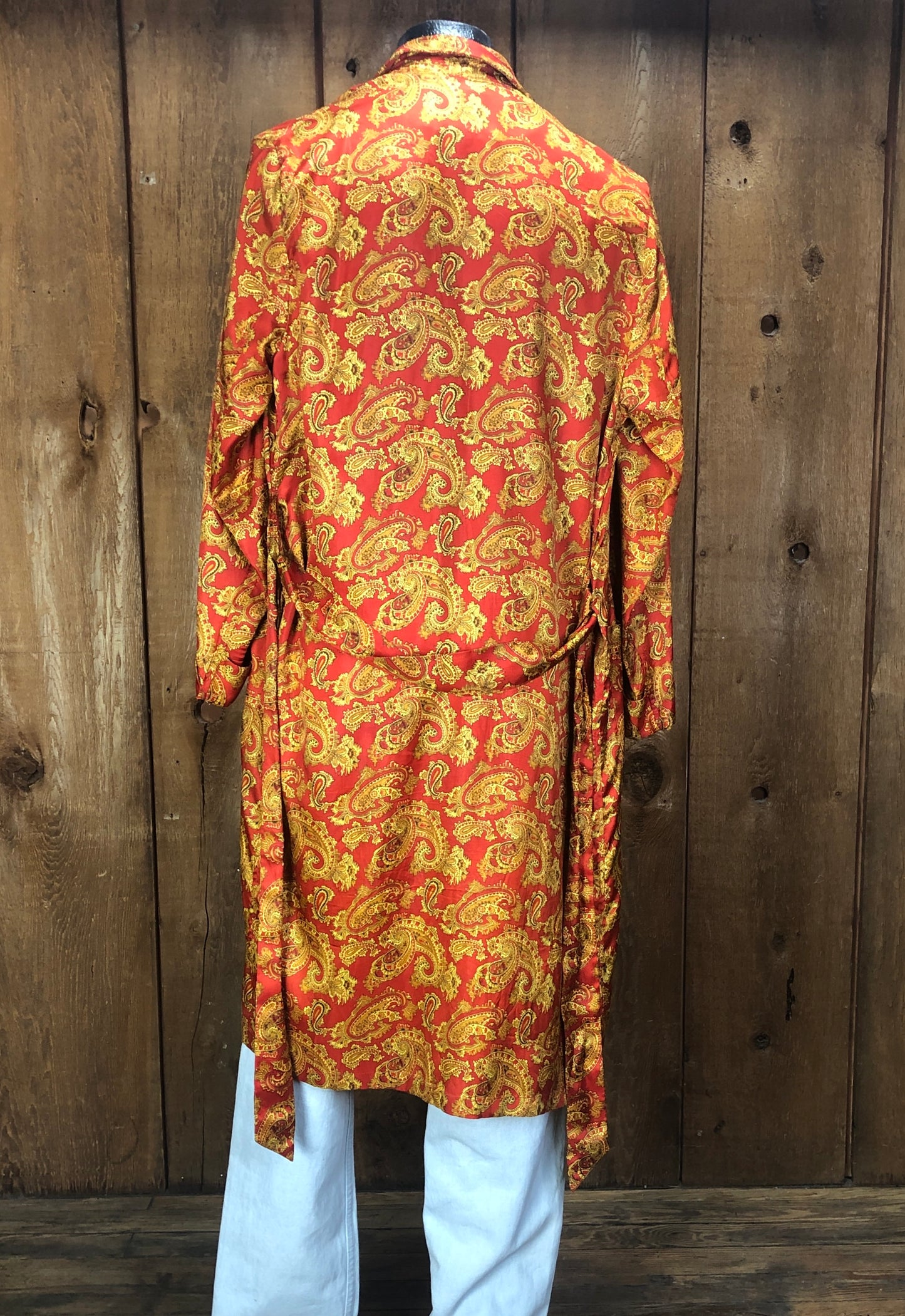 50s State O Maine Orange Satin Robe       M