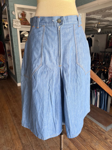 70s Sears Light Wash Jean Culottes     w30