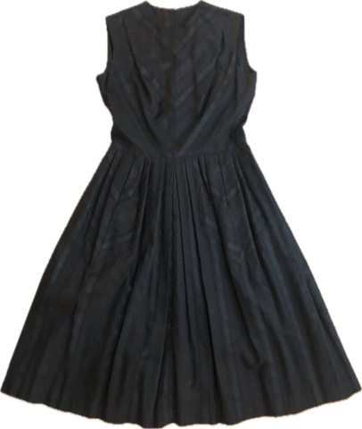 60s Marcy Lee Black Pleated Dress  w29