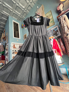 50s Jonathan Logan Blk Taffeta/Velvet Dress   W26