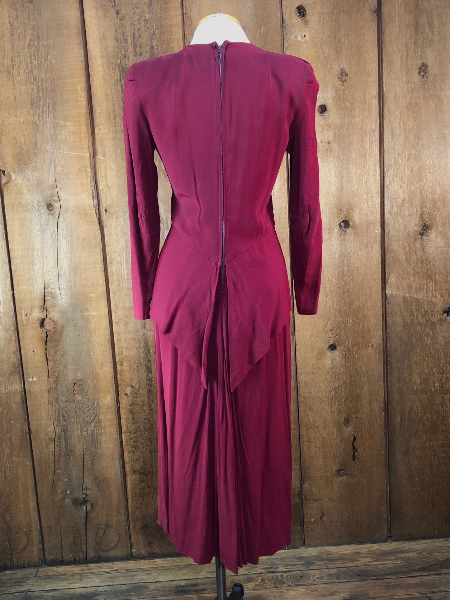 40s Scarlet Peplum Dress     W28