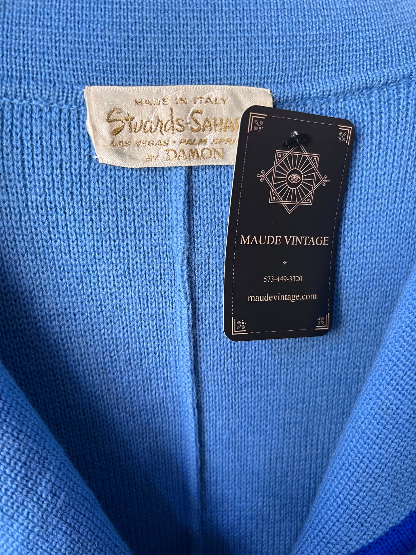 60s DAMON Blue Ombré Mens Cardigan     Xl