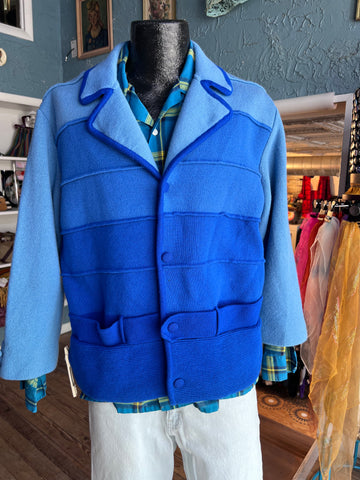 60s DAMON Blue Ombré Mens Cardigan     Xl