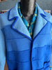 60s DAMON Blue Ombré Mens Cardigan     Xl