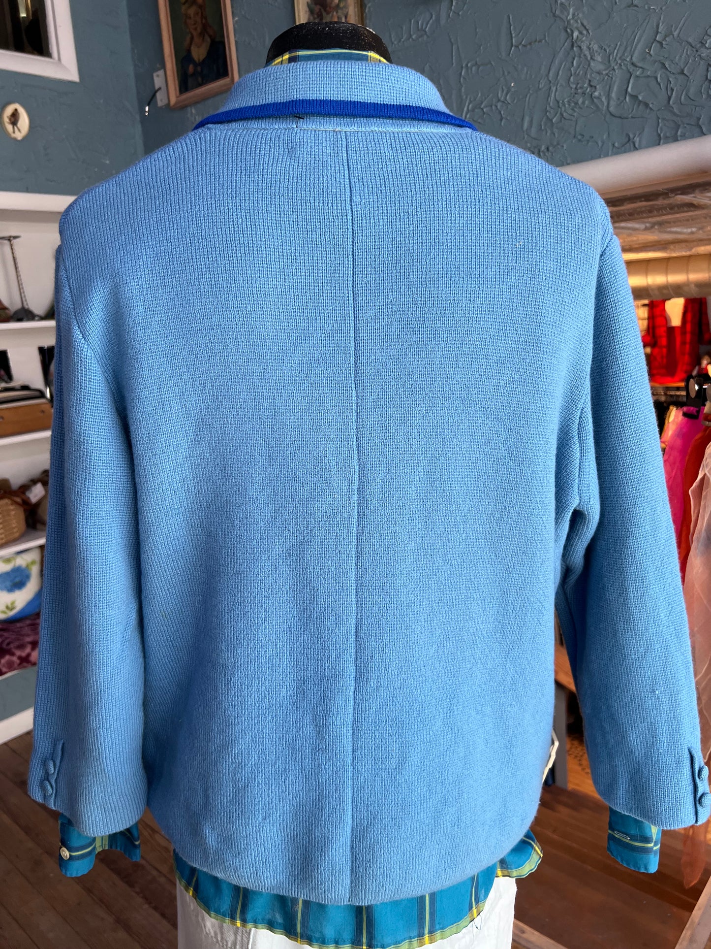 60s DAMON Blue Ombré Mens Cardigan     Xl