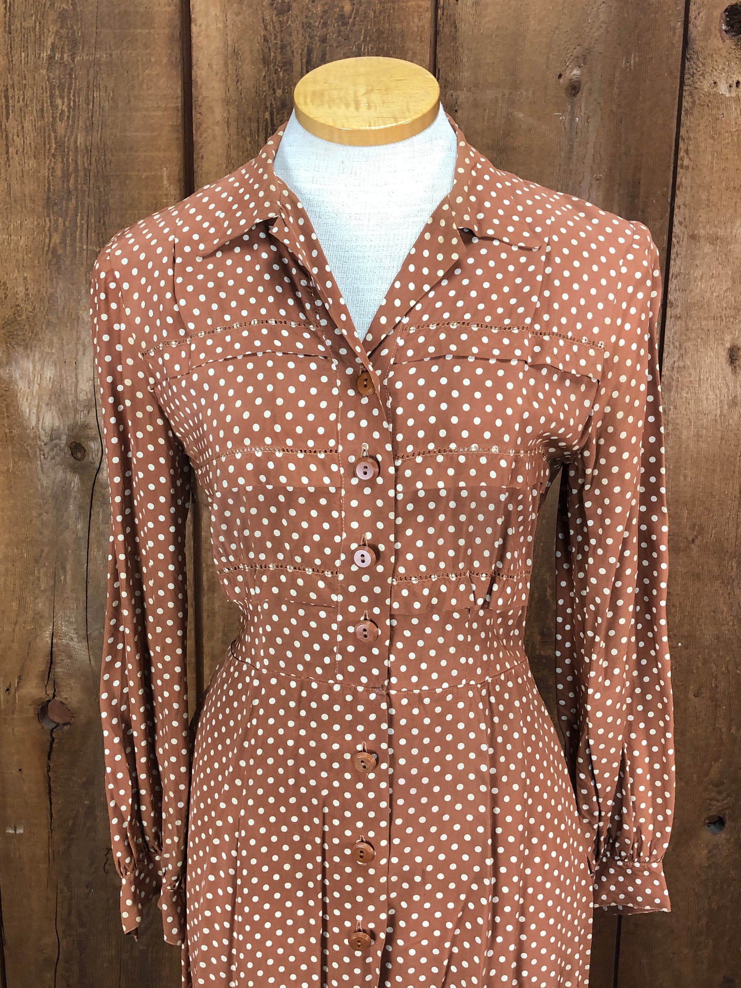1940s Pam Paterson Rayon Dot Dress    W28