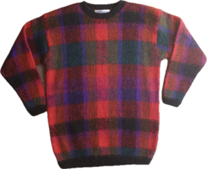 80s Karen Scott Red/Magenta Plaid Sweater   S