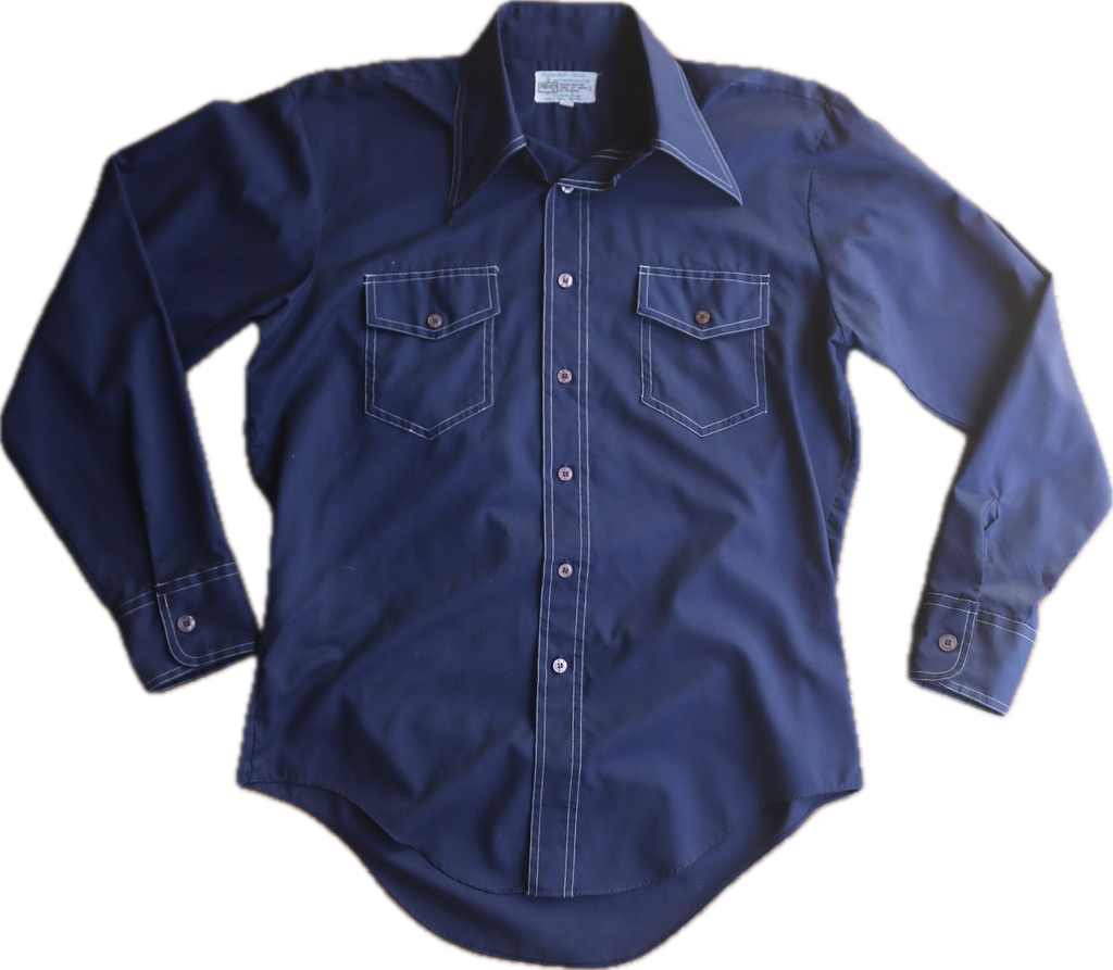 80s KMart Blue Contrast Stitched Shirt    M