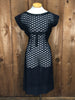 60s Black Lace Dress w/Bow     W28"