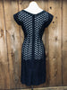 60s Black Lace Dress w/Bow     W28"