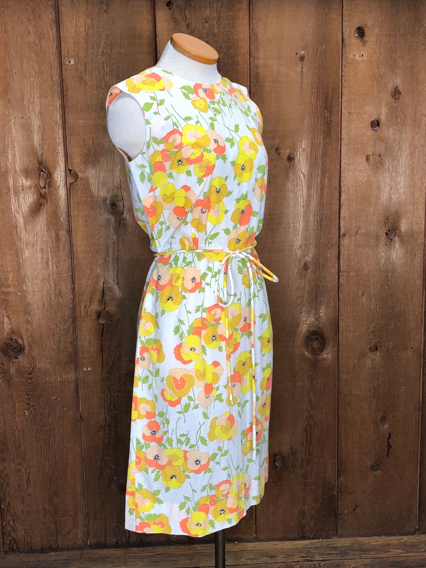 70s Lord Taylor Pansies Dress   W28"