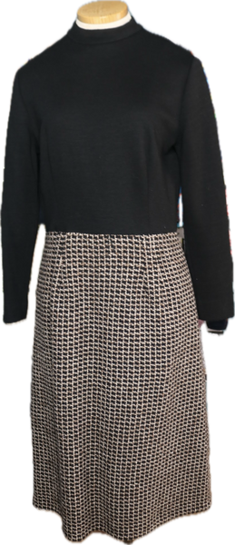 60s Garguilo Blk/Brown Tweed Dress + Cape Set    w30