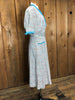 40s Cotton Floral Blue Trim Dress   W28"