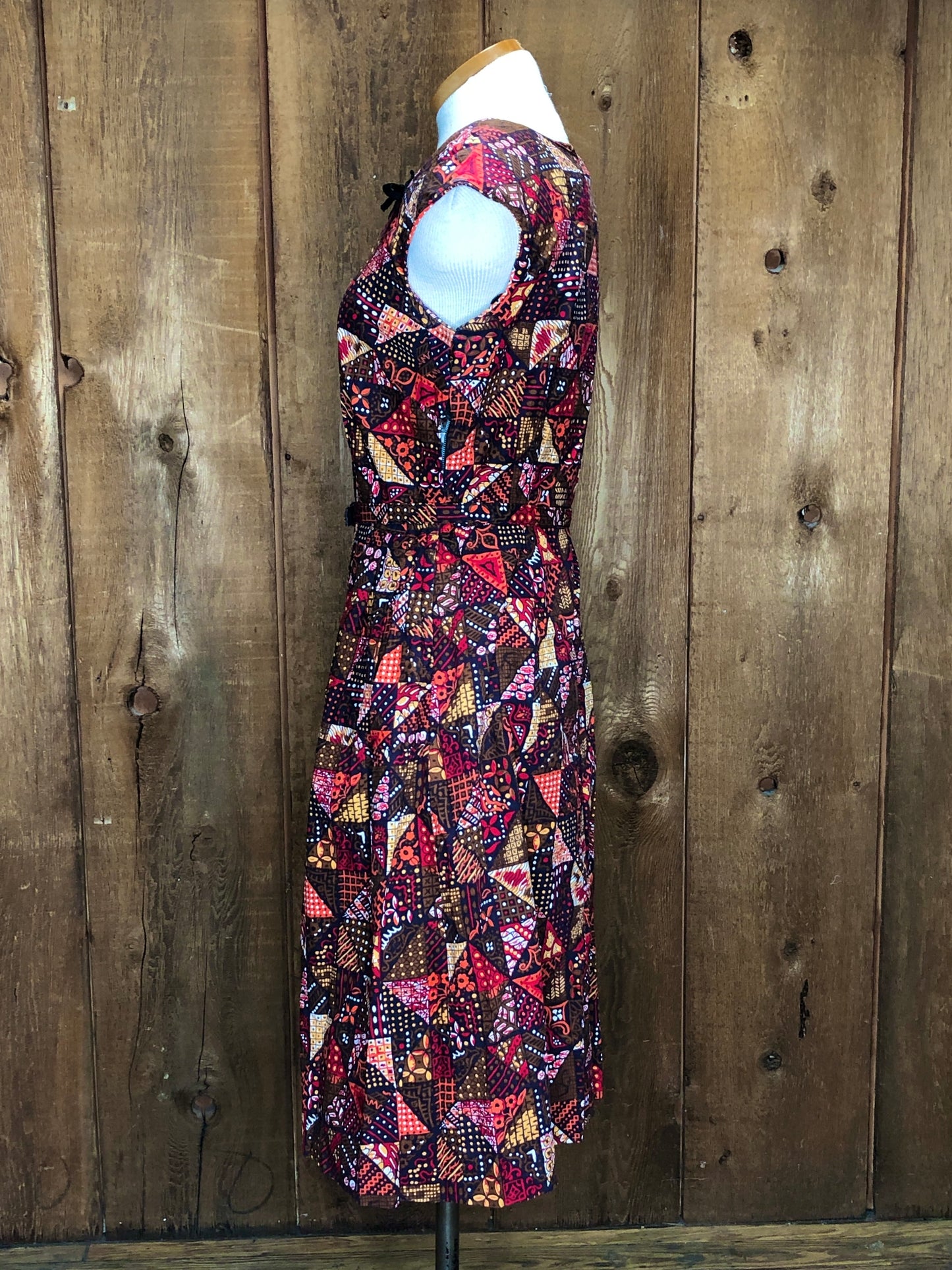 50s Korell Brwn/Orng Fit & Flare Dress    W30"