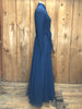 70s Navy Stretch & Organza Gown       W28"