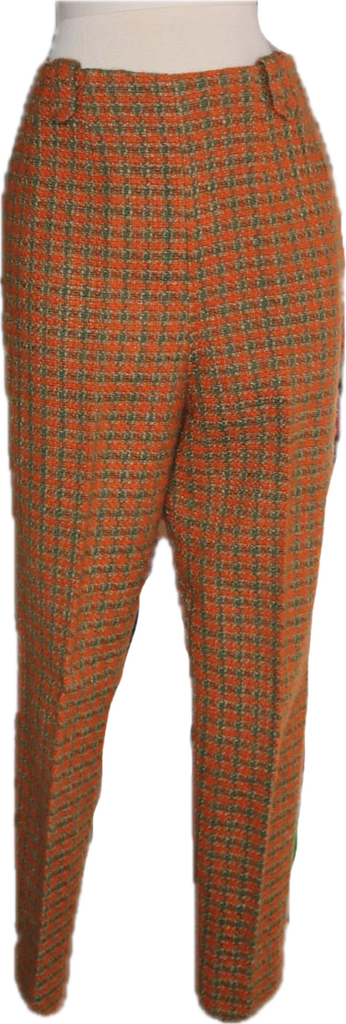 60s Go With Tiger Orng/Green Tweed Pants    w32