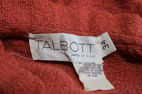 70s Talbott Coral Scalloped Collar Top    M