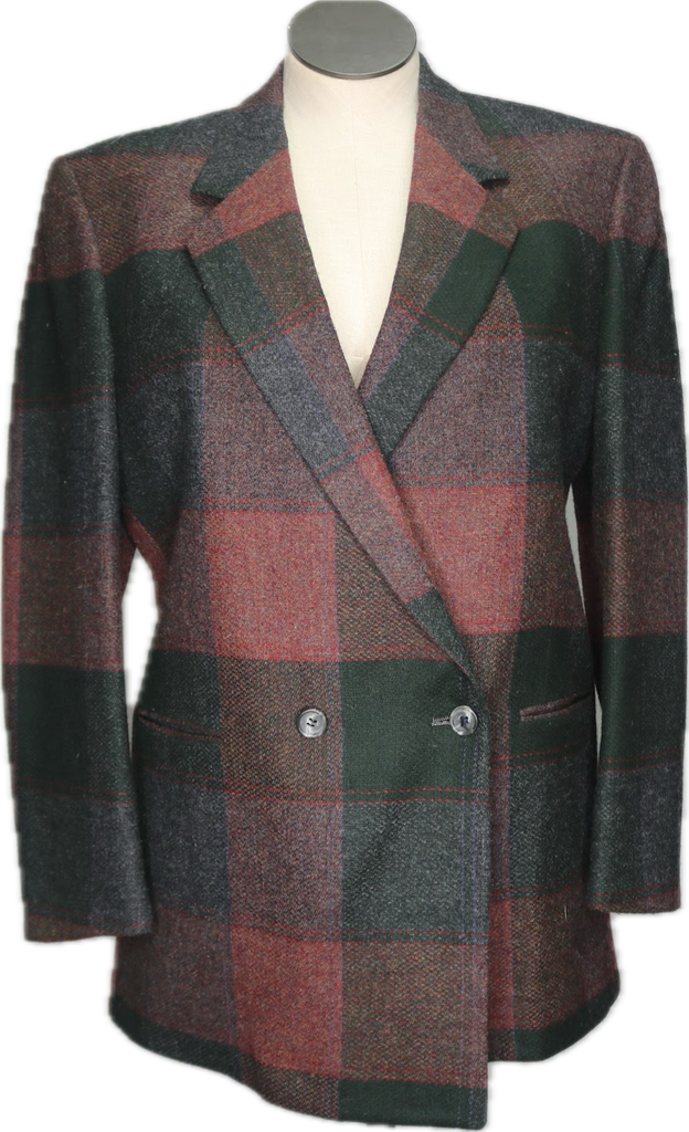 80s Majer Gordon Dusty Red Plaid Blazer    M