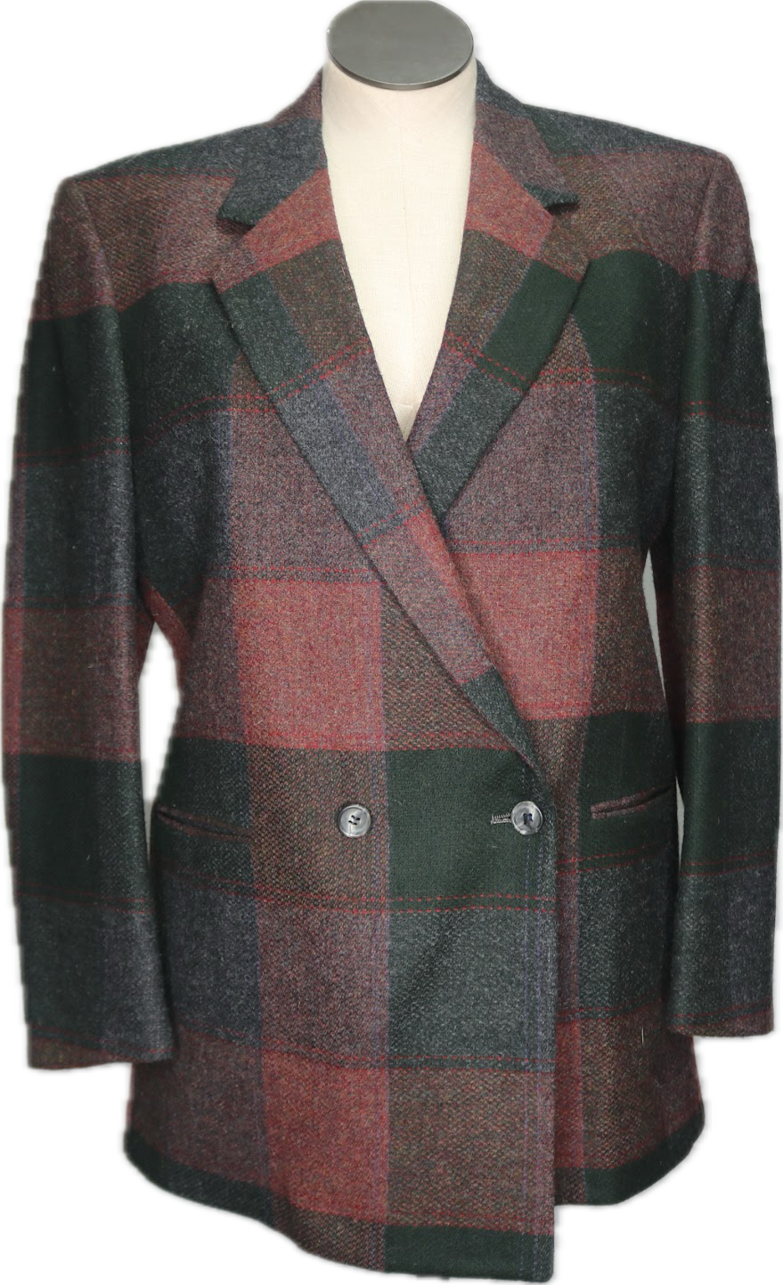 80s Majer Gordon Dusty Red Plaid Blazer    M