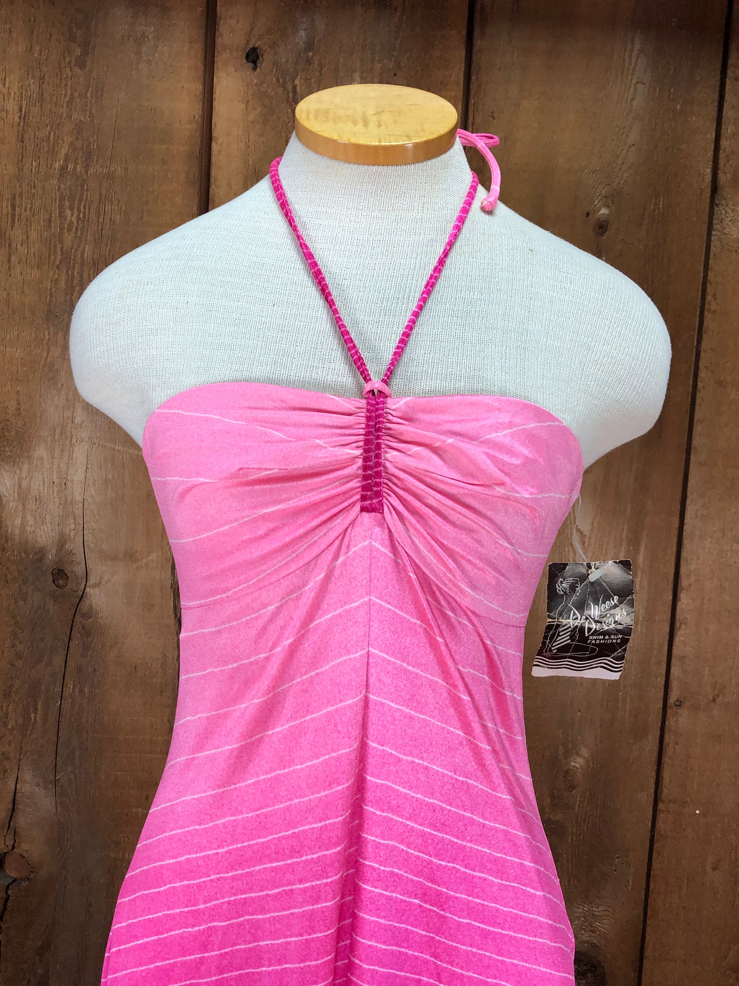 70s NOS DeWeese Pink Swim Dress     S/M