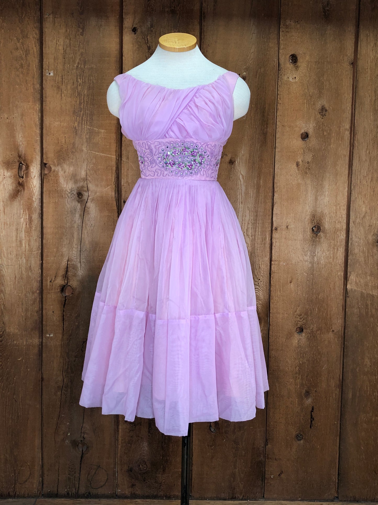 50s Lilac Organza Fit & Flare Dress    W23