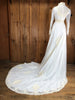70s ILGWU Pearl & Lace Wedding Gown w/Train    W27