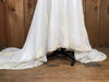 70s ILGWU Pearl & Lace Wedding Gown w/Train    W27