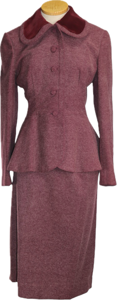 50s Lilli Ann Purple 3 Piece Skirt Suit Set     w28"