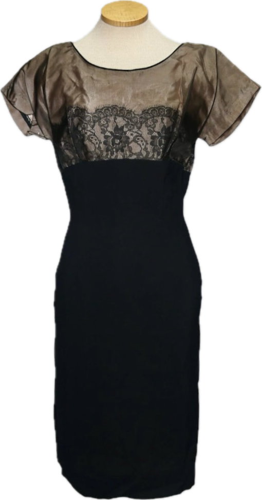 60s Meo Black & Lace Cocktail Dress     w30