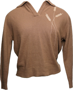 60s Talbott Brown Cattail Polo Sweater    S