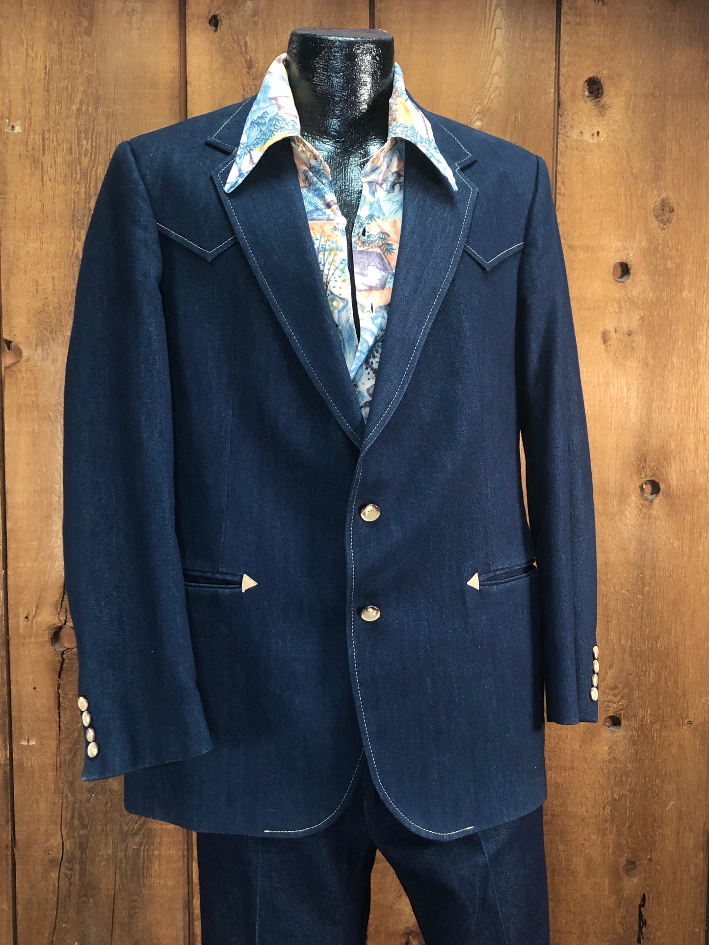 70s Haggar Denim Leisure Suit      w36x32