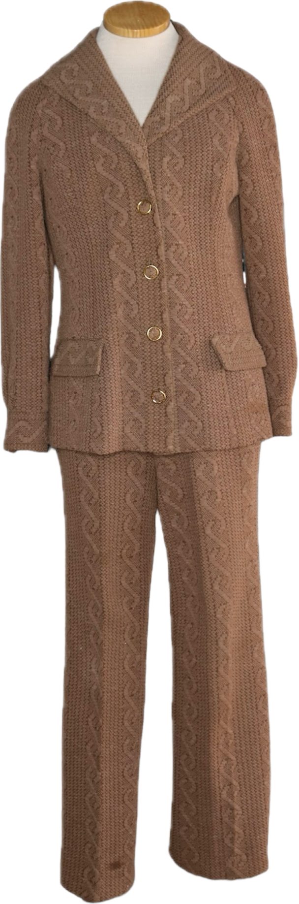 70s Alex Garay Brown Knit Leisure Suit    M