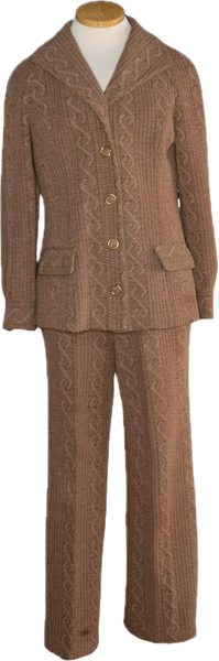 70s Alex Garay Brown Knit Leisure Suit    M
