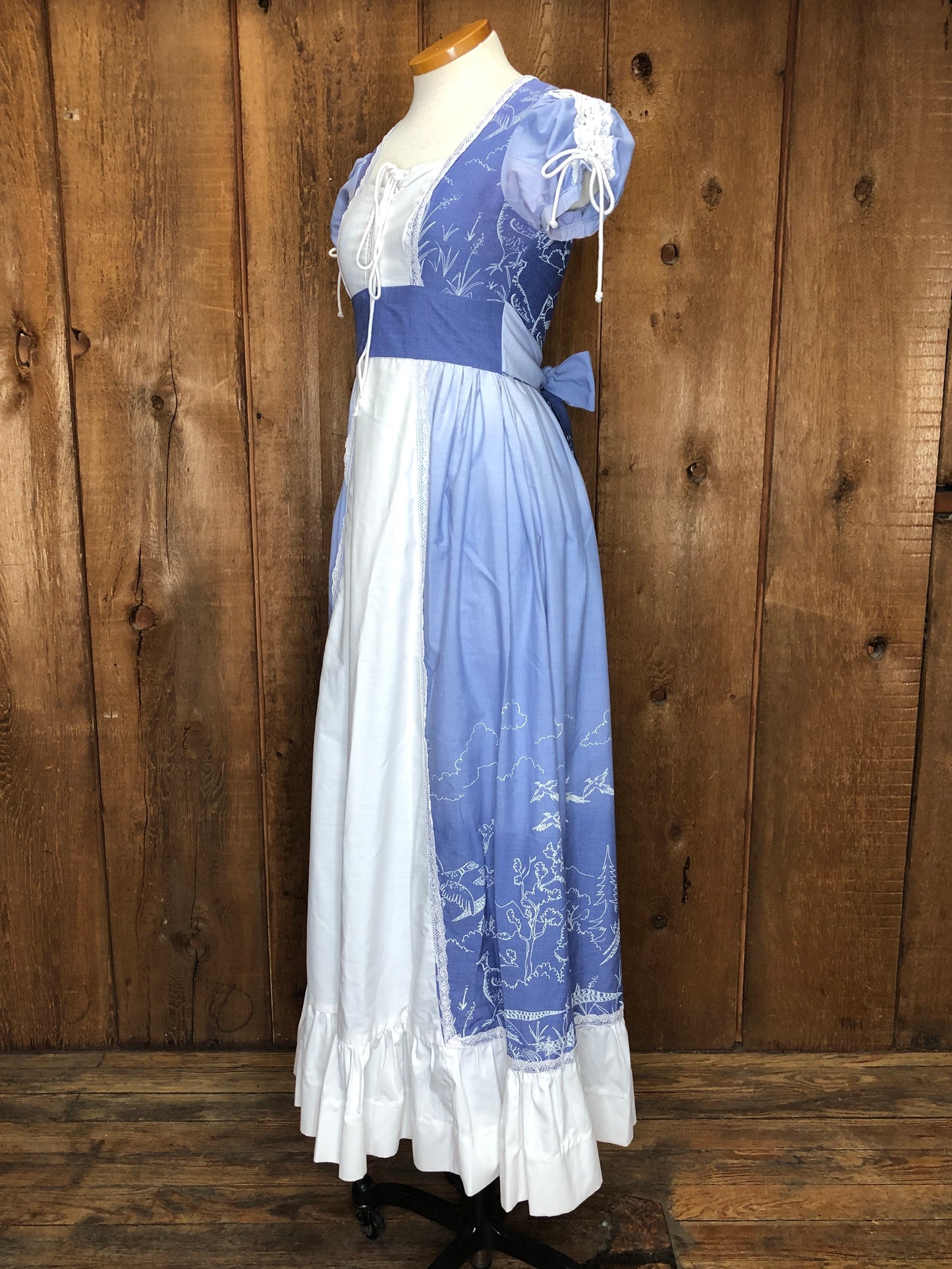 70s Gunne Sax Blue Corset Prairie Dress       w27