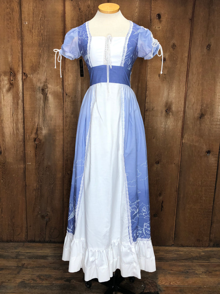 70s Gunne Sax Blue Corset Prairie Dress w27 – Maude Vintage