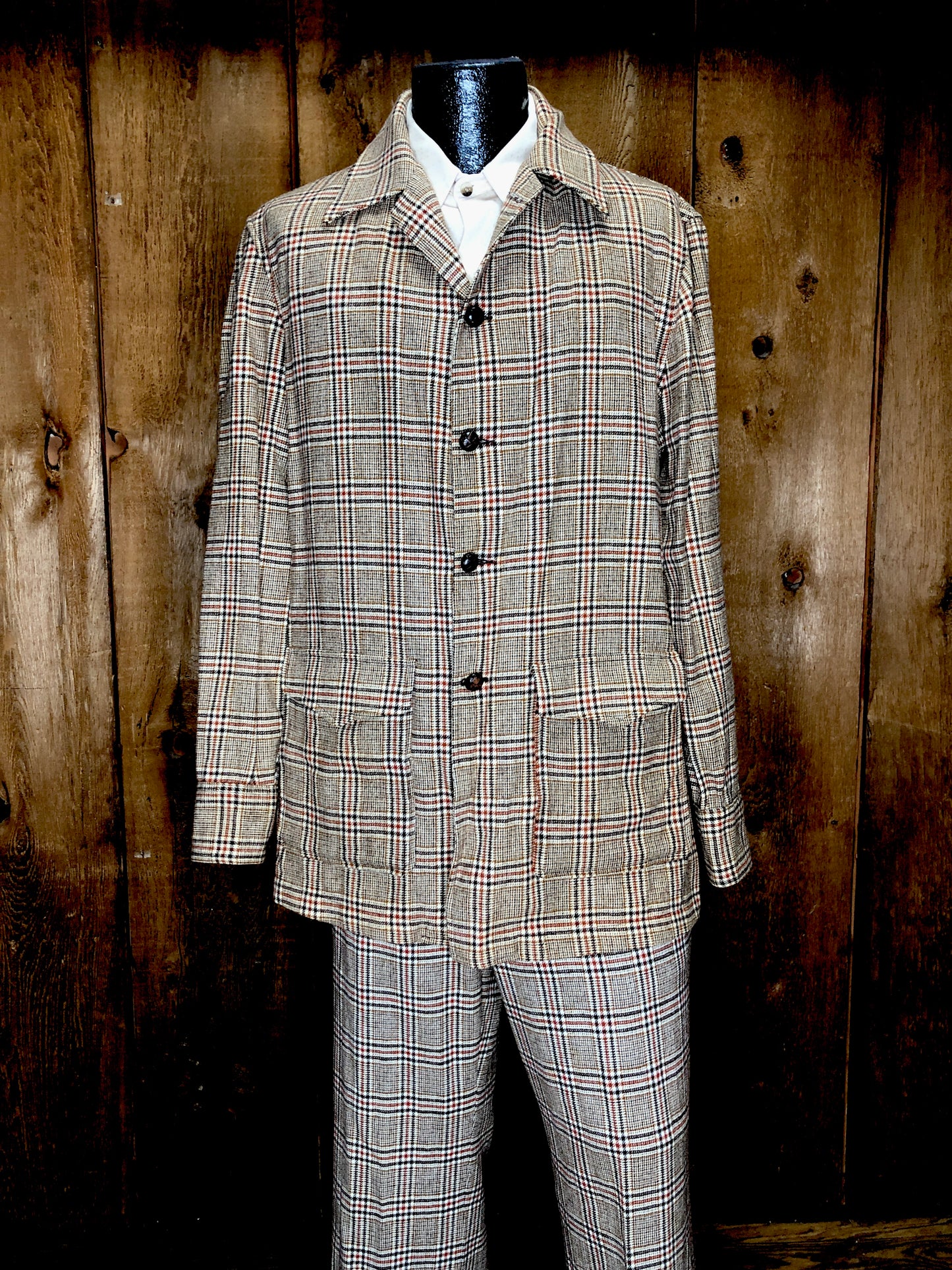 70s Pendleton Brwn Plaid Suit    W35