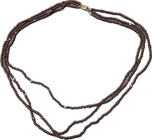 1930s Sterling Clasp & Garnet Triple Strand Necklace